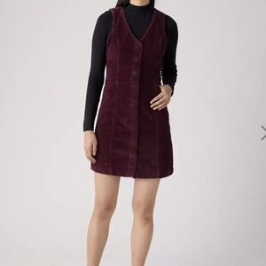 Levis Vianna Vest Dress Burgundy Corduroy New